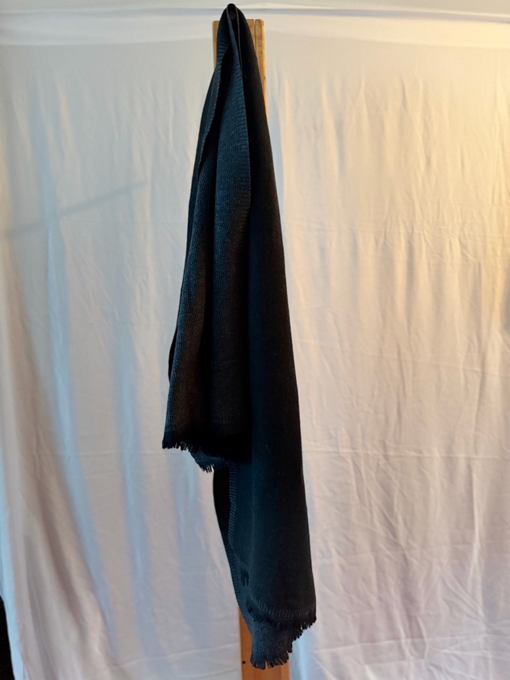 Classic Black Knit Fringe Scarf